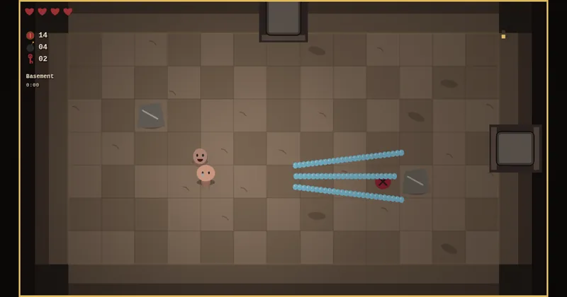 ISUCK in play: Isaac fighting enemies in a procedurally generated Basement room
